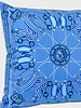 SILK PRINTED PILLOW ON BOTH SIDE: 16" X 16": STIRRUPS: OCEAN BLUE