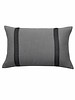WILLIAM PILLOW WOOL BASE WITH BRAIDED LEATHER: 16" X 24": CHARCOAL-MOCHA