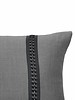 WILLIAM PILLOW WOOL BASE WITH BRAIDED LEATHER: 16" X 24": CHARCOAL-MOCHA