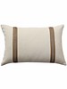 WILLIAM PILLOW LINEN BASE WITH BRAIDED LEATHER: 16" X 24": TAUPE-GRAY