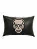 SKULL LEATHER PILLOW: 12" X 18": CHARCOAL