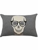 SKULL BOW PILLOW: 16" X 24" : GRAY-BLACK