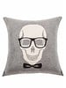 SKULL BOW PILLOW: 21" X 21": GRAY