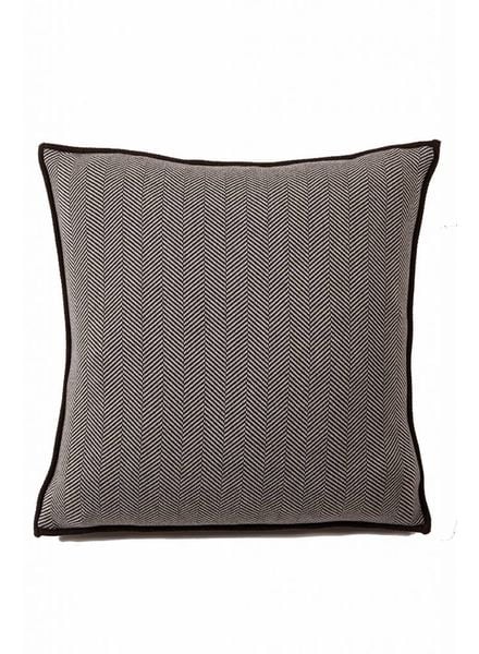 HENRY HERRINGBONE PILLOW: 100% COTTON: 21" X 21": ANTHRACITE-BEIGE