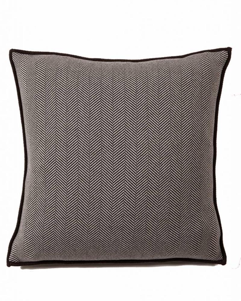 HENRY HERRINGBONE PILLOW: 100% COTTON: 21" X 21": ANTHRACITE-BEIGE