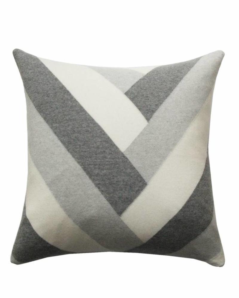 V PILLOW: 24" X 24": PEARL-IVORY-GRAY