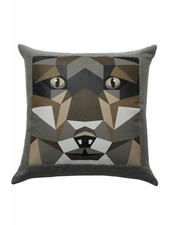 LUPO WOOL-LEATHER PILLOW: 22" X 22": GRAY