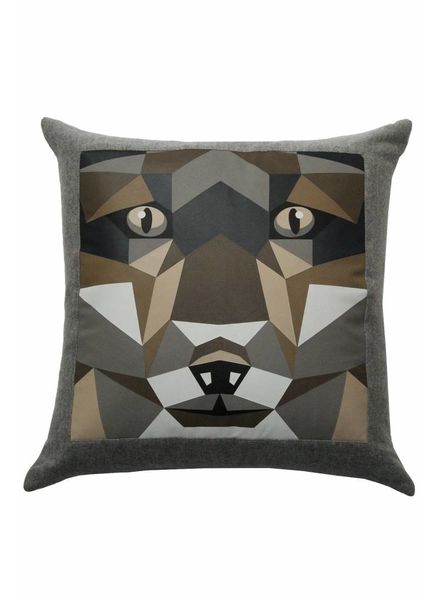 LUPO WOOL-LEATHER PILLOW: 22" X 22": GRAY