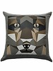 LUPO WOOL-LEATHER PILLOW: 22" X 22": GRAY