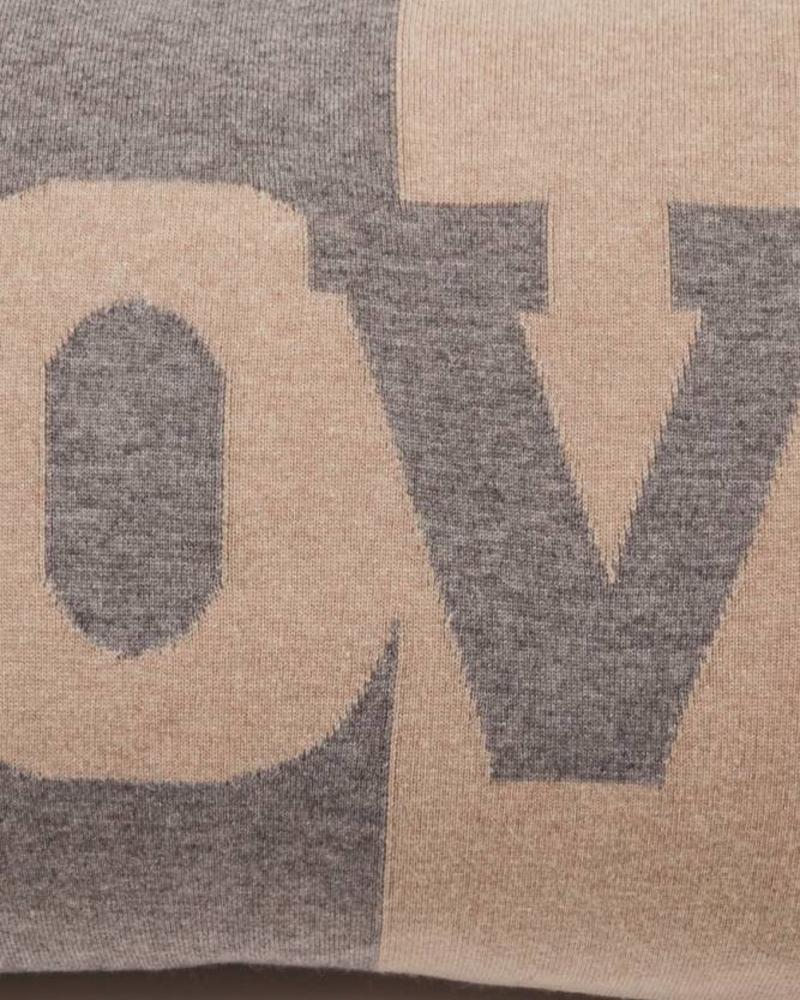 LOVE PILLOW: CASHMERE: 16" X 24": GRAY-SAND-IVORY