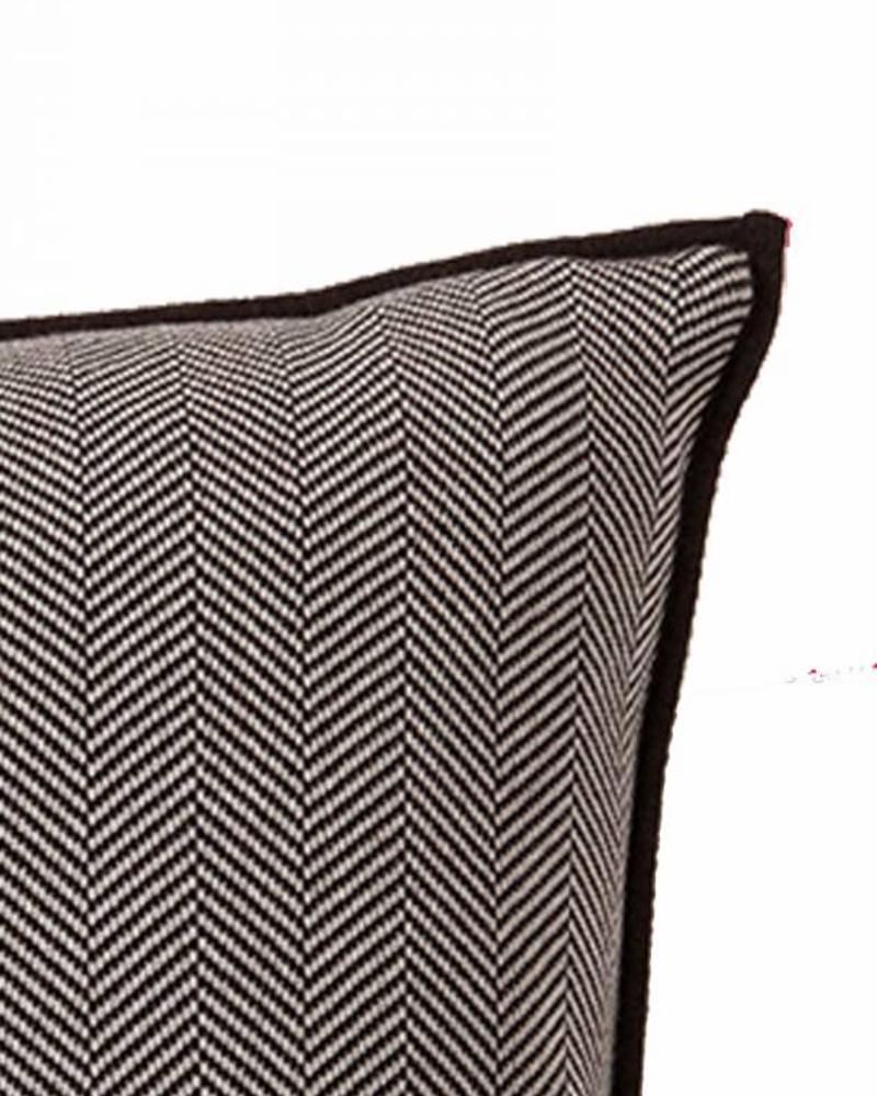 HENRY HERRINGBONE PILLOW: 100% COTTON: 21" X 21": ANTHRACITE-BEIGE