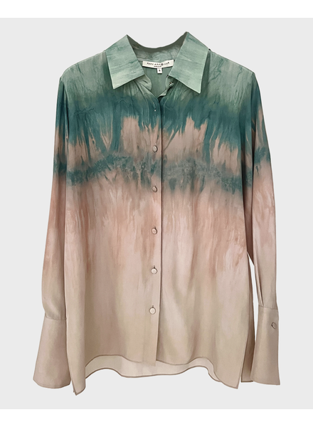 COLLARED SILK PRINTED SHIRT: TIE AND DYE: PINK