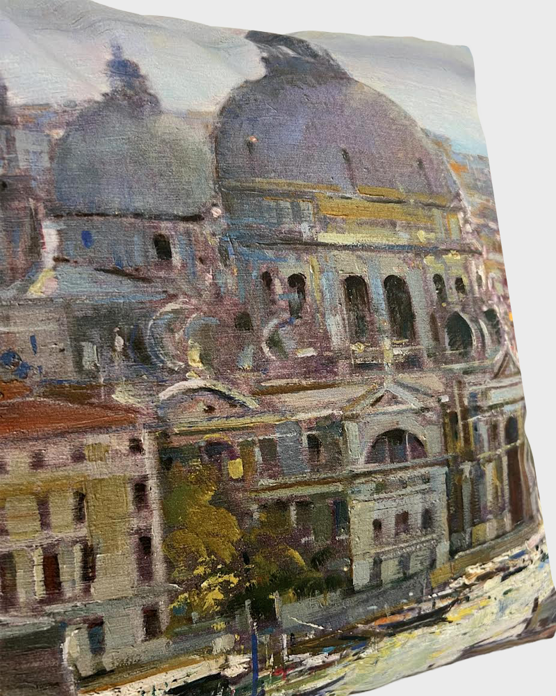 SILK PRINTED  PILLOW ON BOTH SIDE : VENICE MULTI PILLOW : 21" X 21"