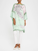 PRINTED SILK KAFTAN: MAP OF ITALY: CELADON