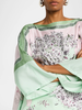 PRINTED SILK KAFTAN: MAP OF ITALY: CELADON