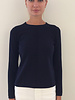 LS KNITTED CREW WITH CENTER PIPING: NAVY