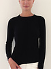 LS KNITTED CREW WITH CENTER PIPING: BLACK