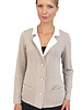 COTTON 3 BUTTONS CARDIGAN: TAUPE-IVORY