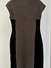 TWO-TONE DRESS: CASHMERE WOOL JERSEY: GRAY-BROWN: LARGE