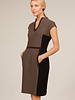 TWO-TONE DRESS: CASHMERE WOOL JERSEY: GRAY-BROWN: LARGE