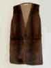 LONG MINK VEST WITH CASHMERE KNIT BACK: TOBACCO