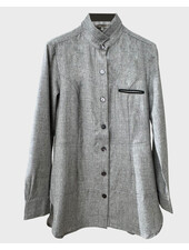LONG SHIRT, LEATHER DETAIL: GRAY