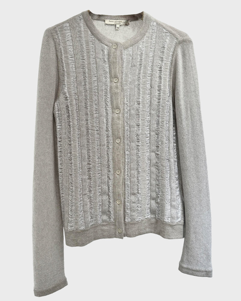 CASHMERE -LUREX CARDIGAN: PEARL-SILVER - RANI ARABELLA CASHMERE -LUREX CARDIGAN: PEARL-SILVER - RANI ARABELLA