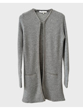 LONG CARDIGAN WITH CHAIN: GRAY