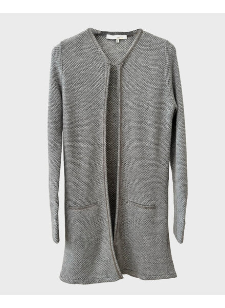 LONG CARDIGAN WITH CHAIN: GRAY