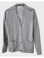 STRIPES SLEEVES CARDIGAN W/ CHAIN DETAIL: GRAY