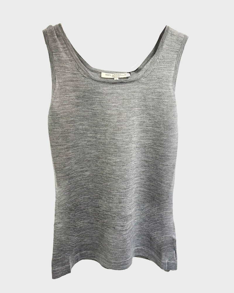 SHELL CASHMERE TANK TOP: GRAY