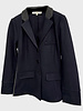 FABRIC AND KNIT BLAZER: NAVY-GRAY