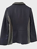 FABRIC AND KNIT BLAZER: NAVY-GRAY
