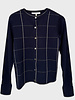 CASHMERE PLAID CARDIGAN: NAVY-GRAY