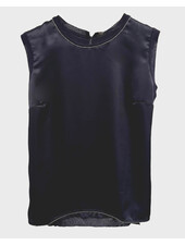 EMBELLISHED SHELL WITH SILK FRONT: NAVY