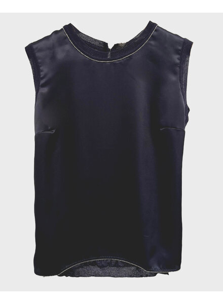 EMBELLISHED SHELL WITH SILK FRONT: NAVY