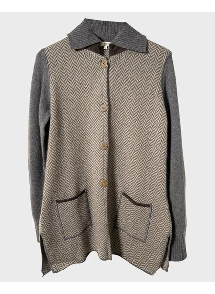 HERRINGBONE JACKET:  TAUPE-ANTRACITE
