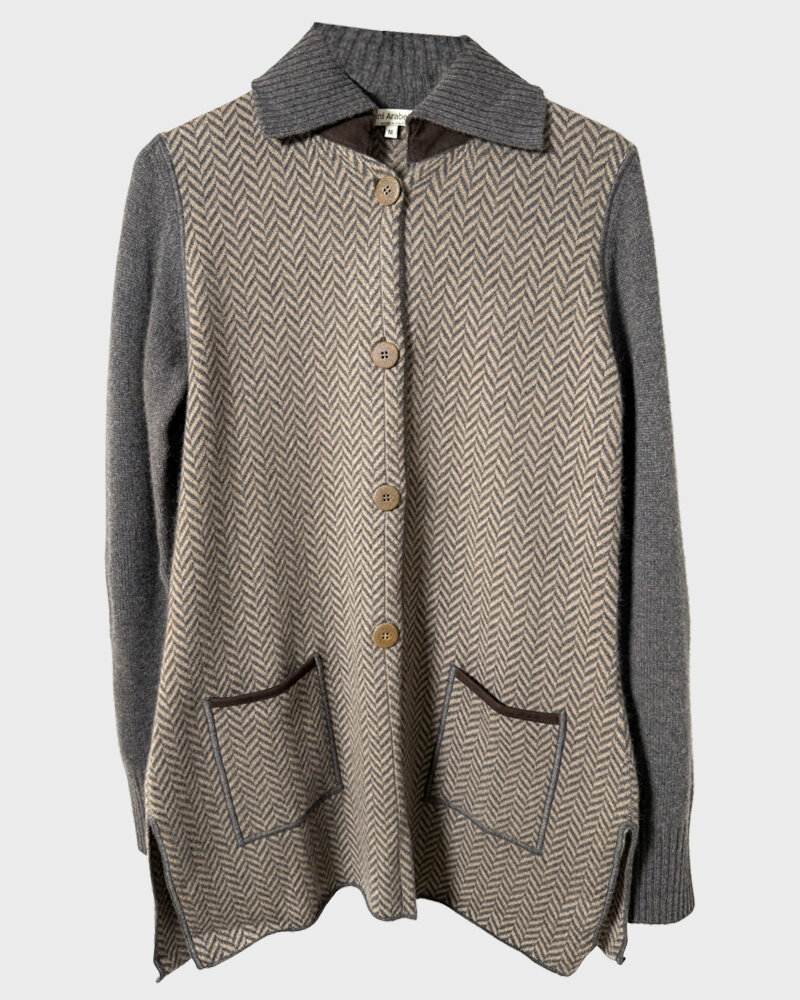 HERRINGBONE JACKET:  TAUPE-ANTRACITE