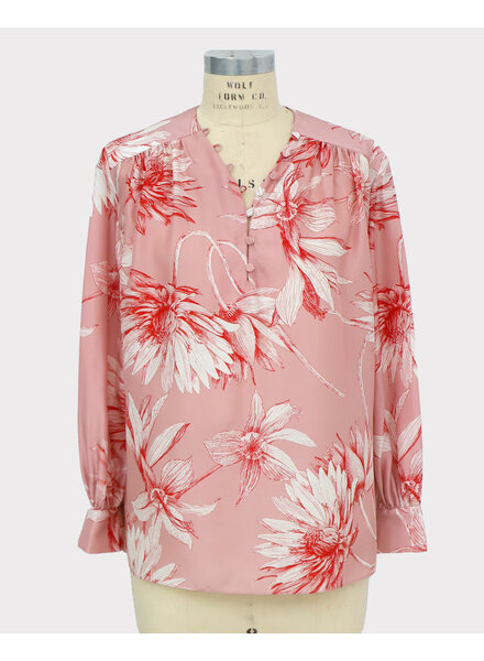 SILK PRINTED SHIRT: DAHLIA: PINK