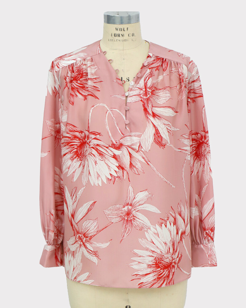 SILK PRINTED SHIRT: DAHLIA: PINK