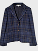 PLAID DESIGN JACKET: NAVY-BROWN