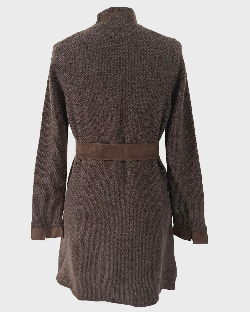 RICE POINT COAT WITH SUEDE: CHOCOLATE MELANGE