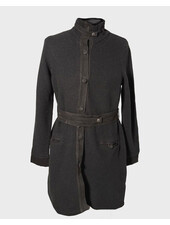 RICE POINT COAT WITH SUEDE: BLACK
