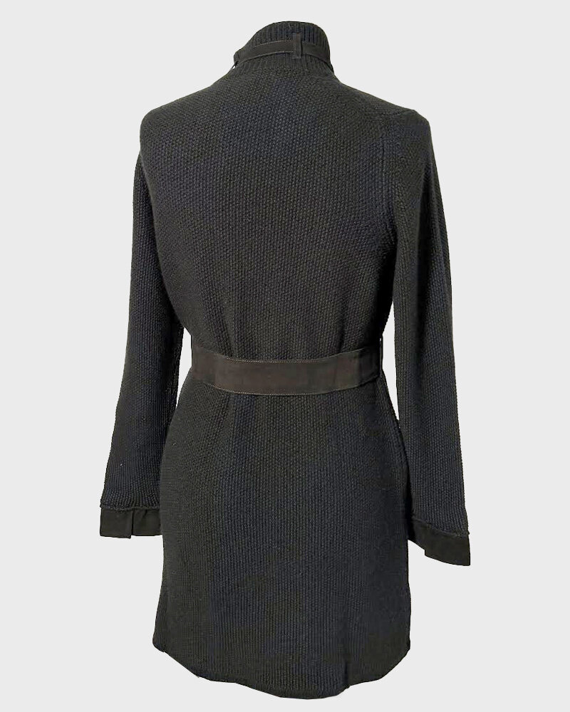 RICE POINT COAT WITH SUEDE: BLACK