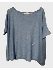 KNIT CREWNECK W/ SEQUINS: AZURE