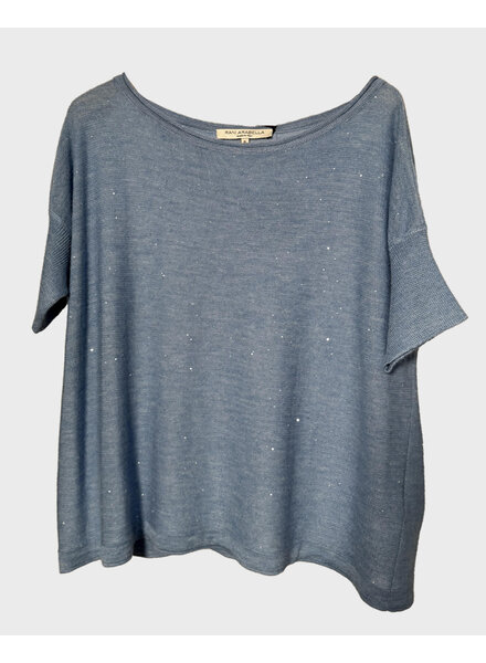KNIT CREWNECK W/ SEQUINS: AZURE
