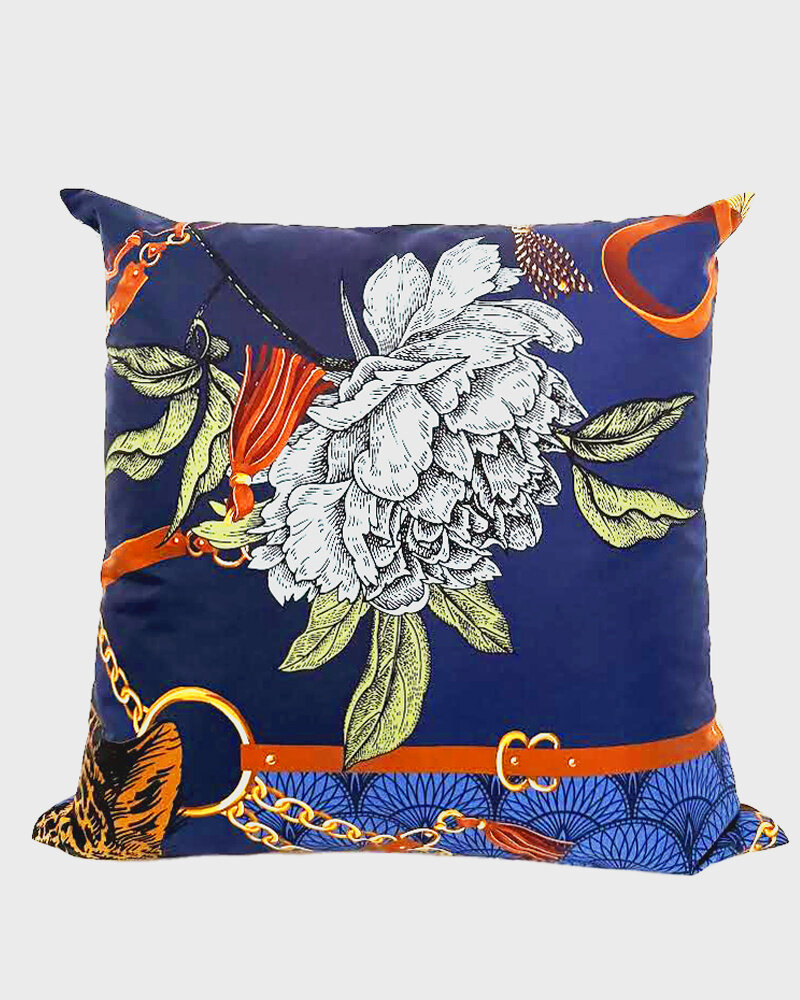 SILK PRINTED  PILLOW ON BOTH SIDE : ZAMBIA PILLOW : 21" X 21"