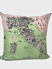 SILK PRINTED PILLOW ON BOTH SIDE: 16" X 16": MAP OF ITALY