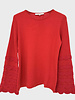 CASHMERE CREWNECK SWEATER WITH RUFFLES: RED