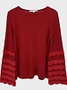 CASHMERE CREWNECK SWEATER WITH RUFFLES: DARK RED